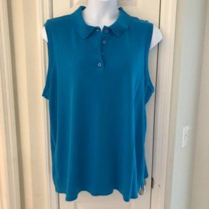 Woman Within Plus size Sleeveless polo shirt 2X